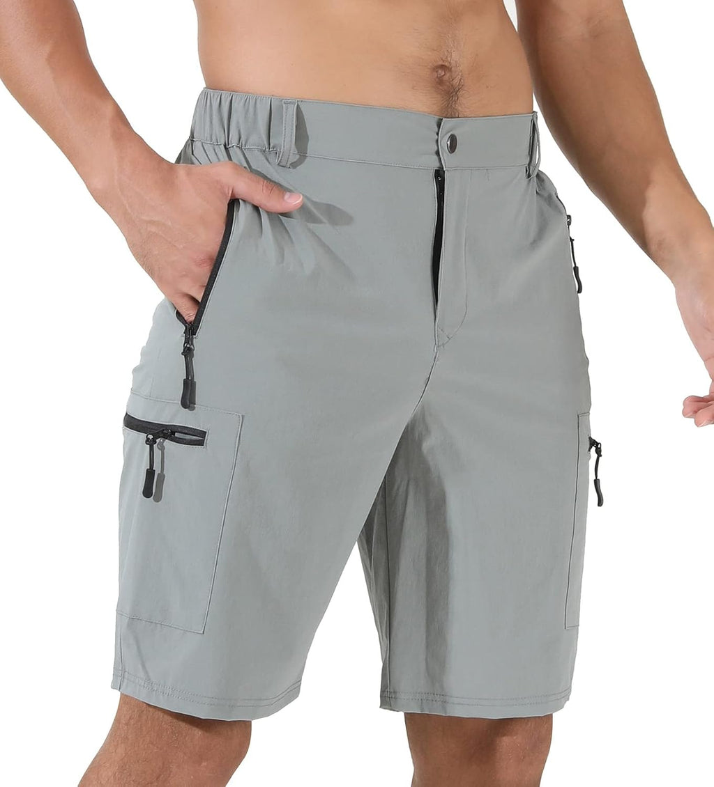 Suwangi Mens Hiking Cargo Shorts Casual Travel Tactical Short for Men | Lightweight，Breathable, Quick Dry，Water Resistant，Outdoor Shorts，Trip，Golf，Camping, Fishing Shorts with 5 Zipper Pockets