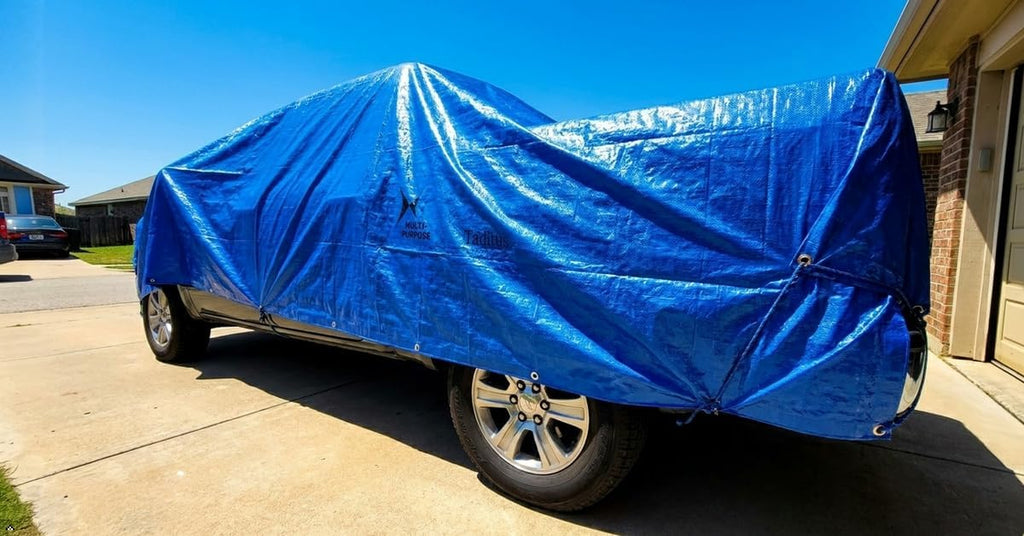 2.5 Mil Waterproof Tarp 6x8 Ft (5 Pack) | All-Weather Light Duty Upgraded 2.0 | Camping DIY Home Cover