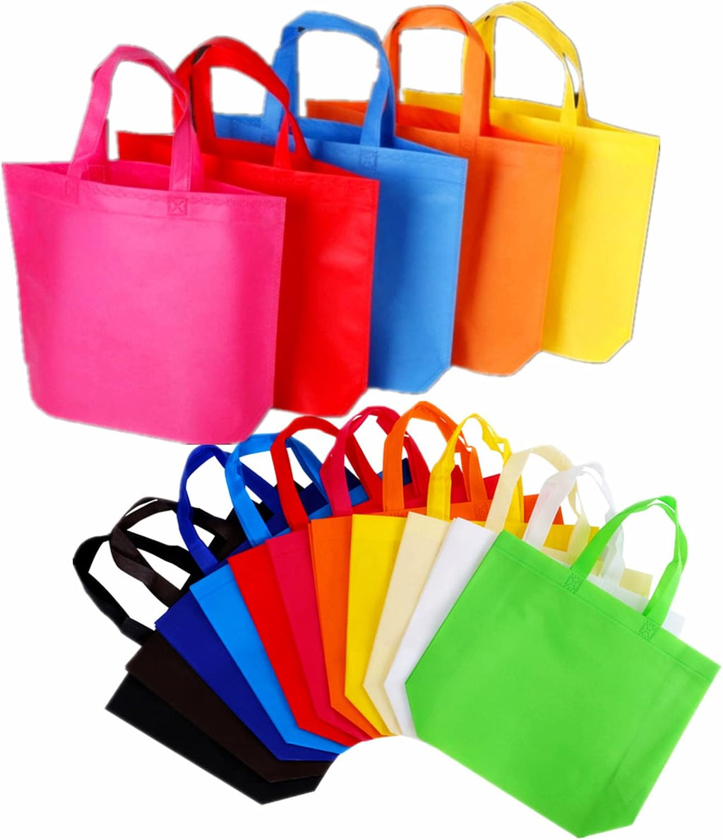 36 Pack 13" 12 Colors Multi-Color Reusable Tote Gift One Side Blank Non-woven Colored Treat, Fabric Tote, Commodity snack bag