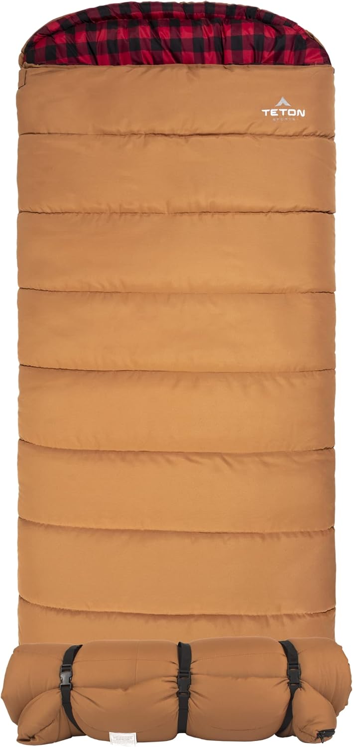 TETON Sports Deer Hunter Sleeping Bag, Warm and Comfortable Camping Sleeping Bag, Teton Tough Canvas Shell for Camping, Hunting, and Cold Weather