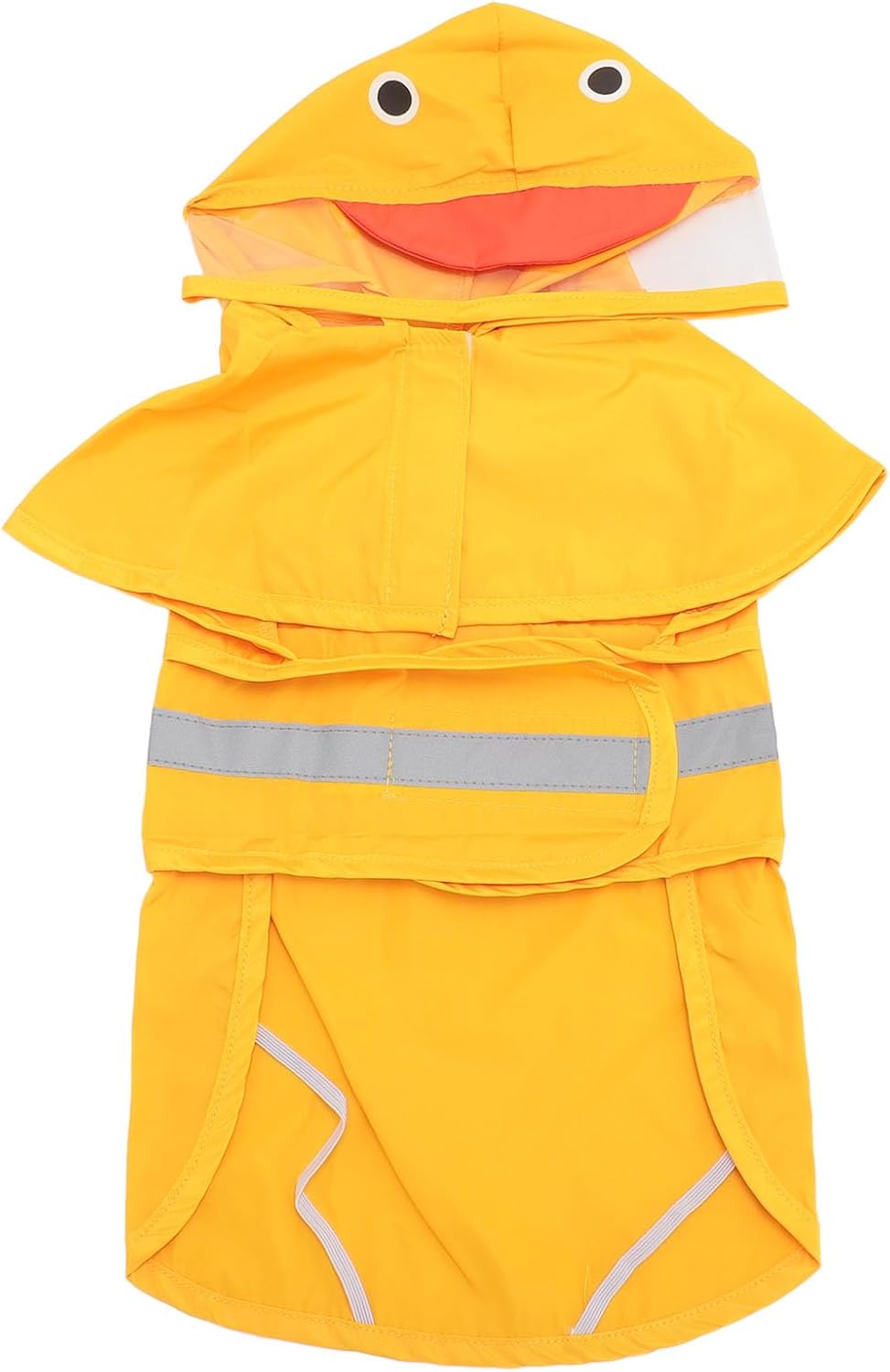 Small Dogs Duck Design Raincoat, Hooded Rain Jacket Poncho with Reflective Stripes, Transparent Hood for Puppies, Large Size