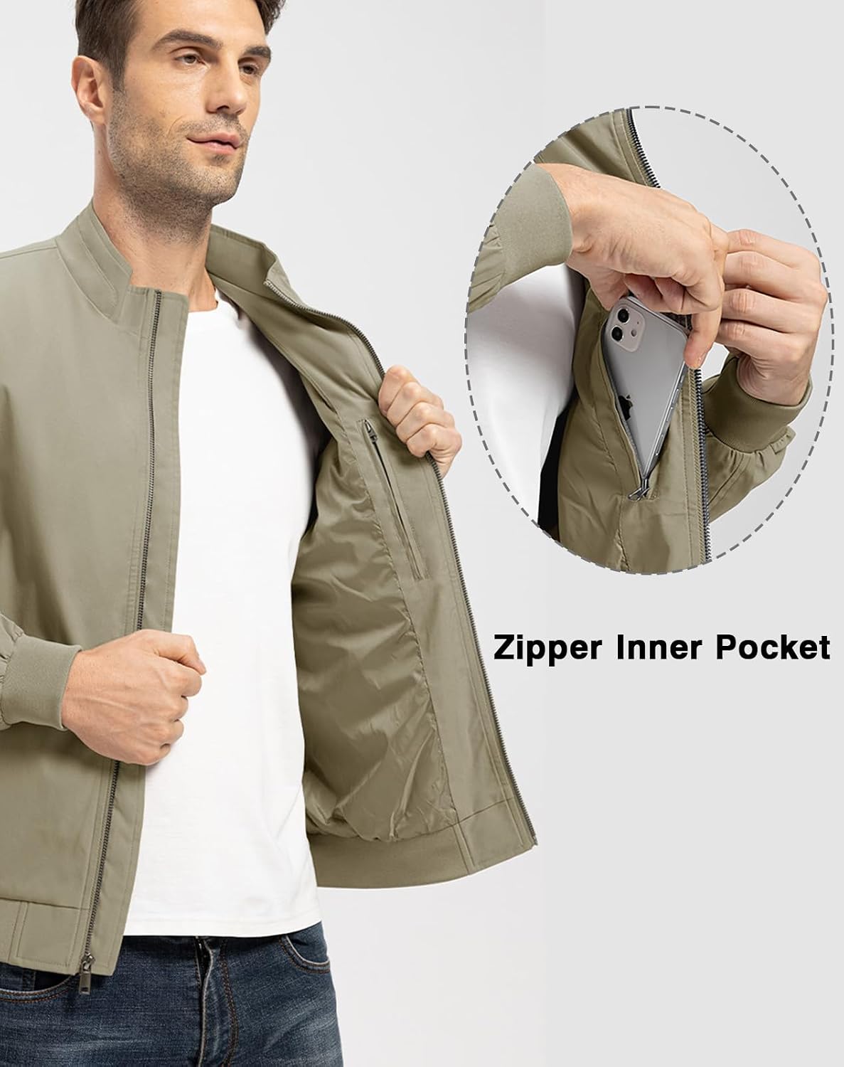 TBMPOY Men's Lightweight Jackets Casual Windbreaker Stylish Light Fall Spring Golf Work Dress Business