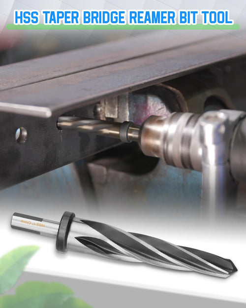 1" Drill Bridge/Construction Reamer Bit with 1/2" Non-Slip Shank M2 HSS Taper Chucking Reamer Bit Tool for Steel Metal Wood Alloy Drilling Hole