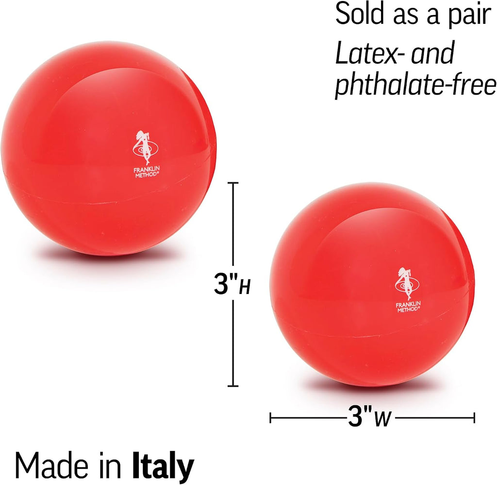 OPTP Franklin Method Mini Smooth Ball Set – Adjust Firmness, Red, 3" Pair