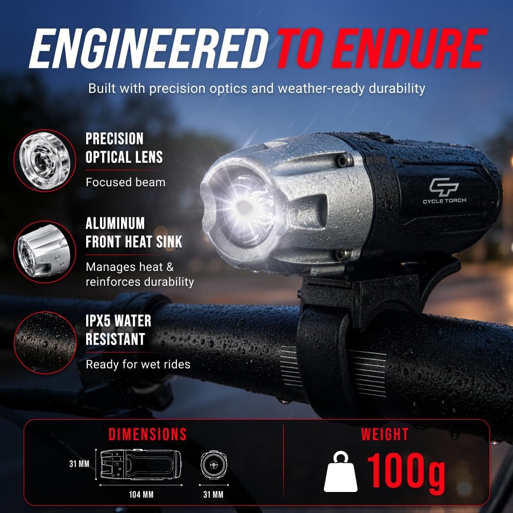 Bike Lights for Night Riding, USB Rechargeable Shark 550 Ultra Bright LED Bike Lights Front and Back Safety Tail Light Included, Bicycle Light Compatible with Mountain, Road, Kids & City Bicycles