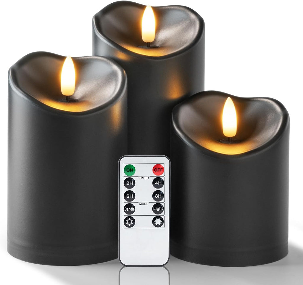 Homemory Black Flameless Candles Outdoor Waterproof, LED Halloween Candles