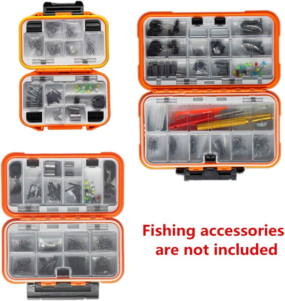 Waterproof Fishing Lure Box Spoon Hooks Baits Storage Tackle Box Containers for Casting Fishing Fly Fishing,Large/Medium/Small Lure Case Available (Orange-Medium)