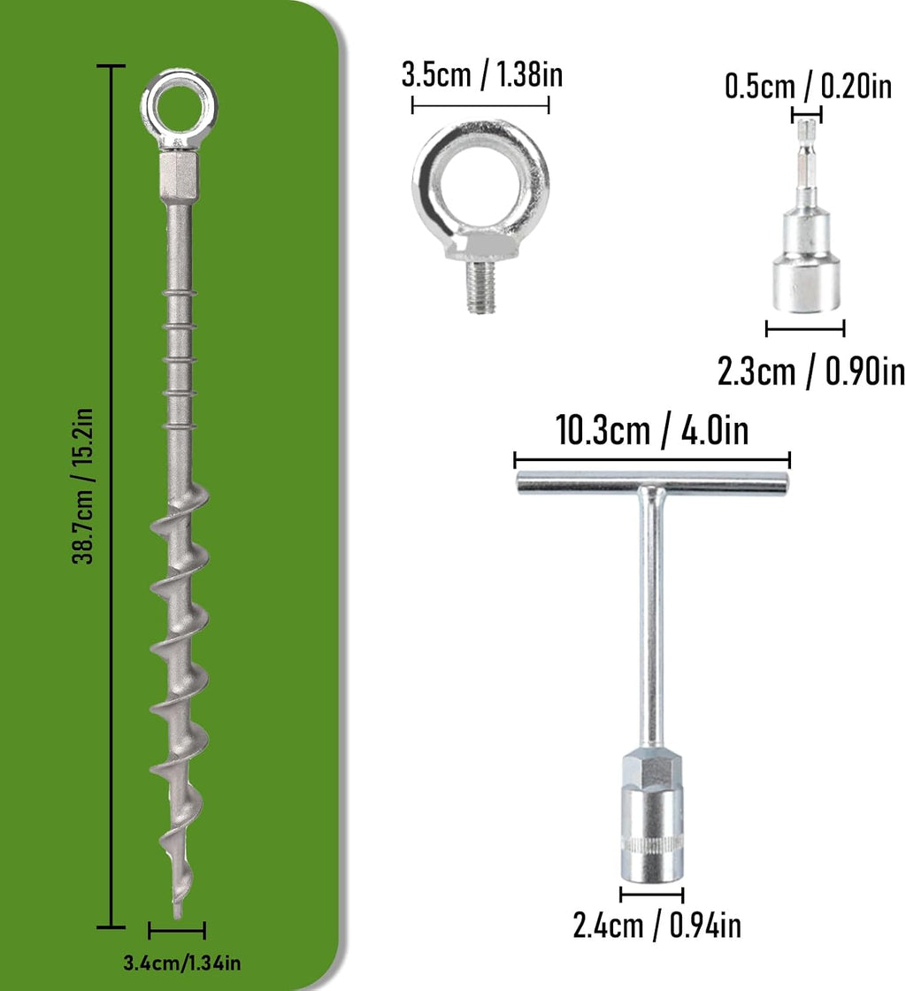 12 Pcs 14" Ground Anchors, Screw in Tent Stakes, Heavy Duty