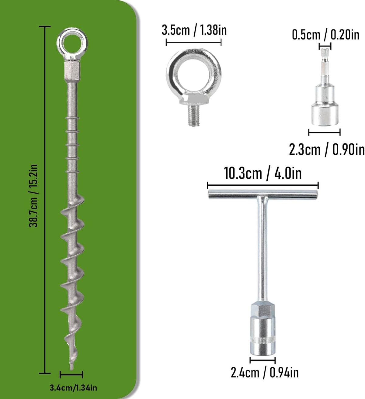 8 Pcs 14" Ground Anchors, Screw in Tent Stakes, Heavy Duty