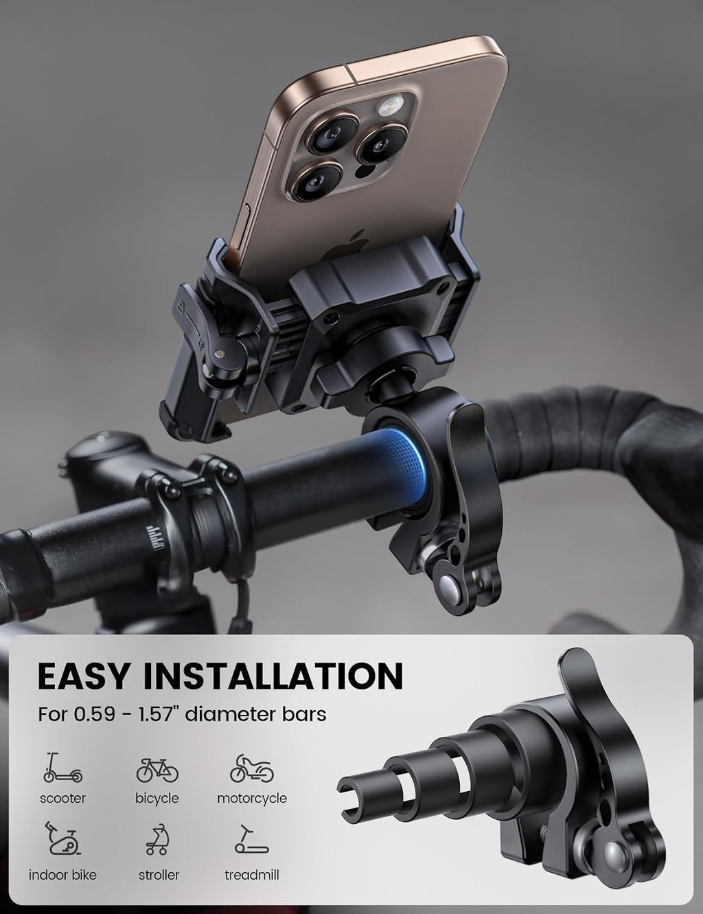 Lamicall Motorcycle Bike Phone Mount, 1s Lock Bike Phone Holder