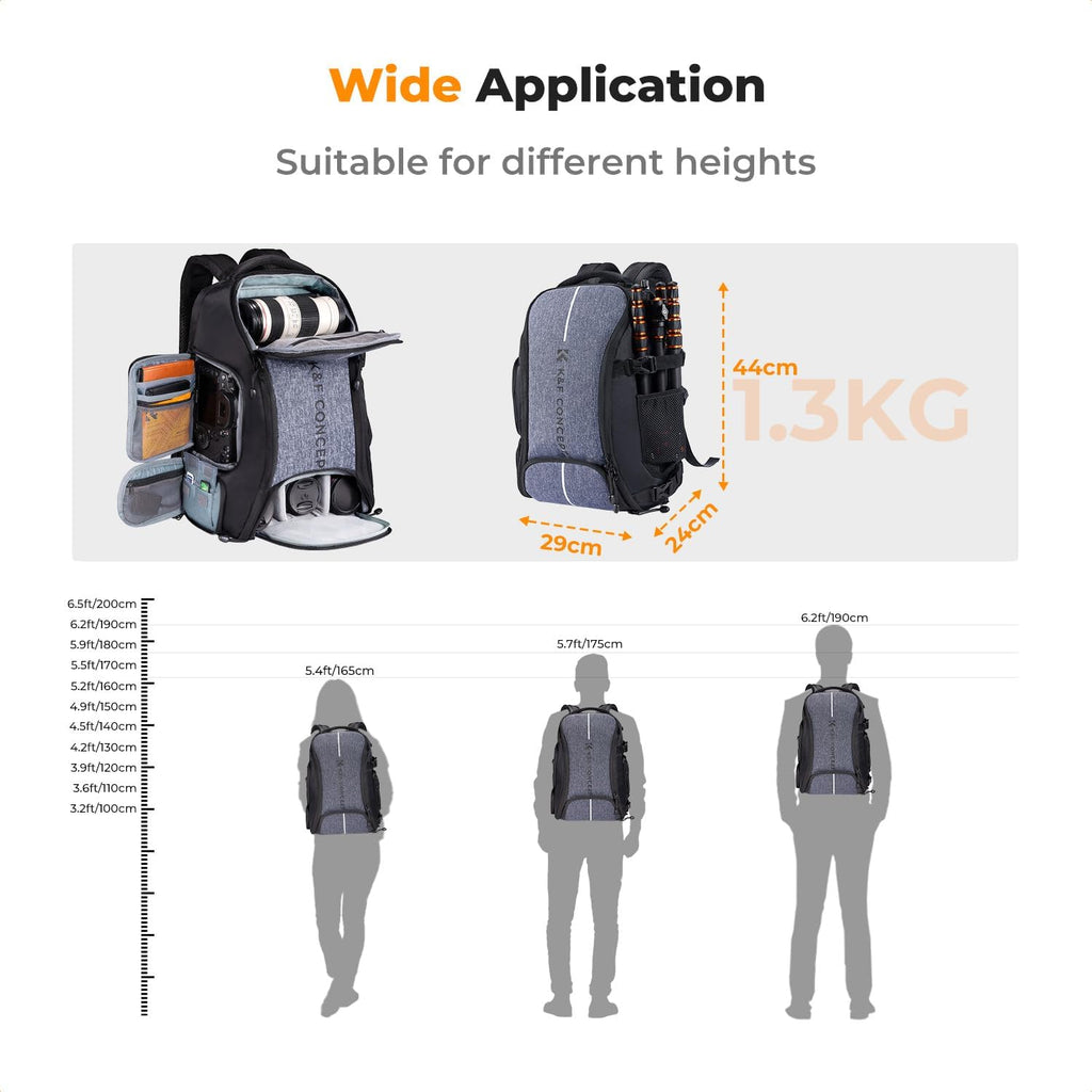 K&F CONCEPT Camera Backpack,25L Large Capacity Camera Bag for Photographers