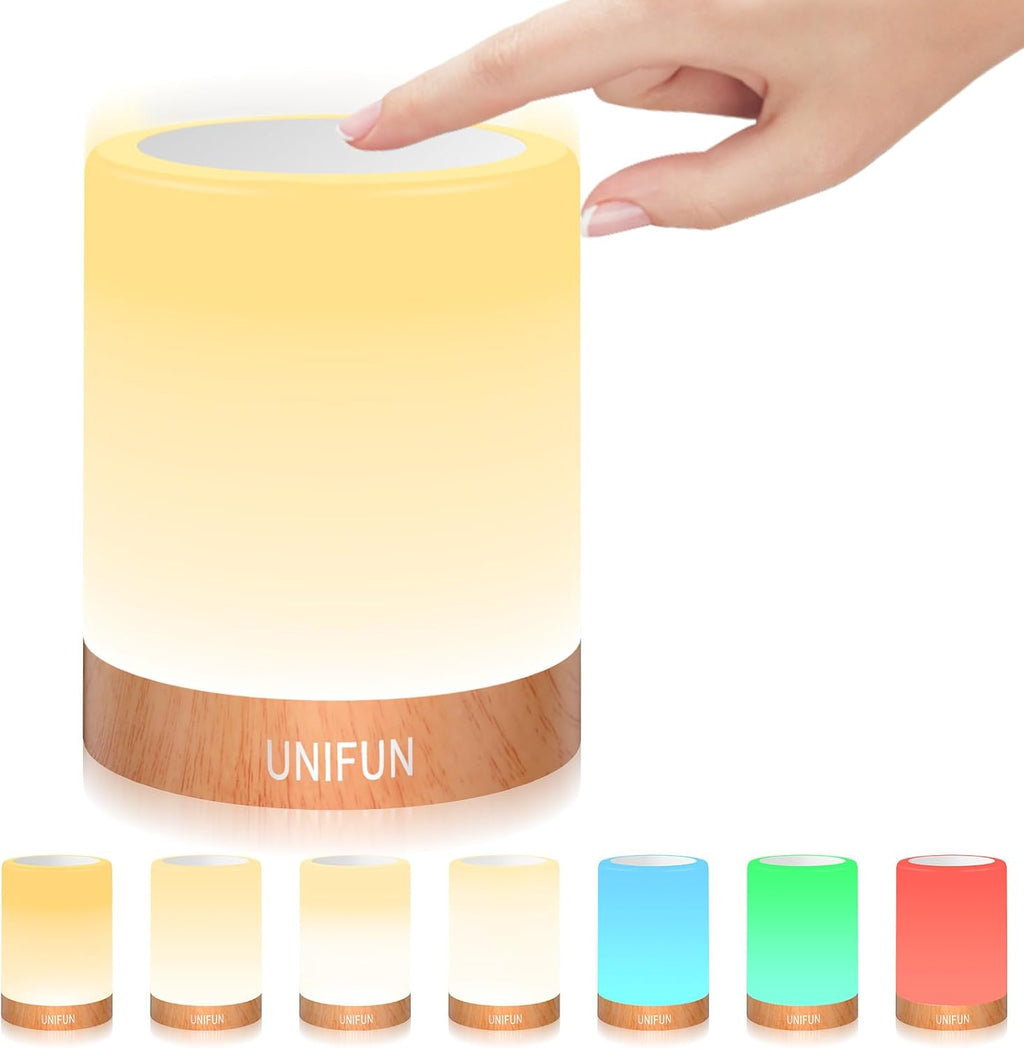 UNIFUN Bedside Touch Lamp Rechargeable Dimmable RGB LED Table Night Light