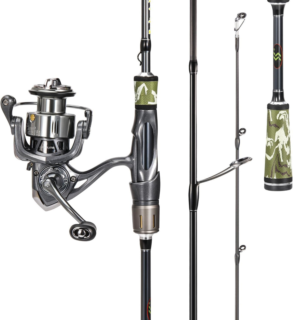 Sougayilang Spinning Combo – 30+24Ton Carbon Fiber 2-Piece Rod, M/MH Power, 19LB Drag, 5.2:1 Gear Ratio, Lightweight Saltwater Freshwater Kit for Bass, Trout, Salmon, Catfish (6’/7’ /7'6''Options)
