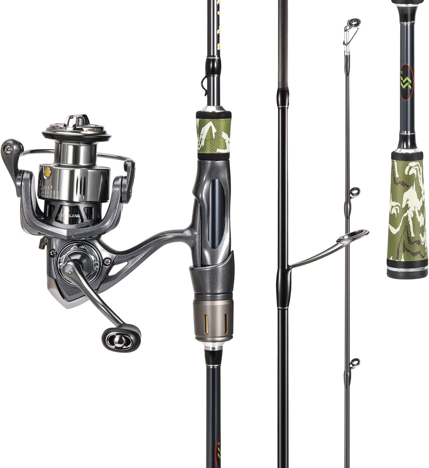 Sougayilang Spinning Combo – 30+24Ton Carbon Fiber 2-Piece Rod, M/MH Power, 19LB Drag, 5.2:1 Gear Ratio, Lightweight Saltwater Freshwater Kit for Bass, Trout, Salmon, Catfish (6’/7’ /7'6''Options)