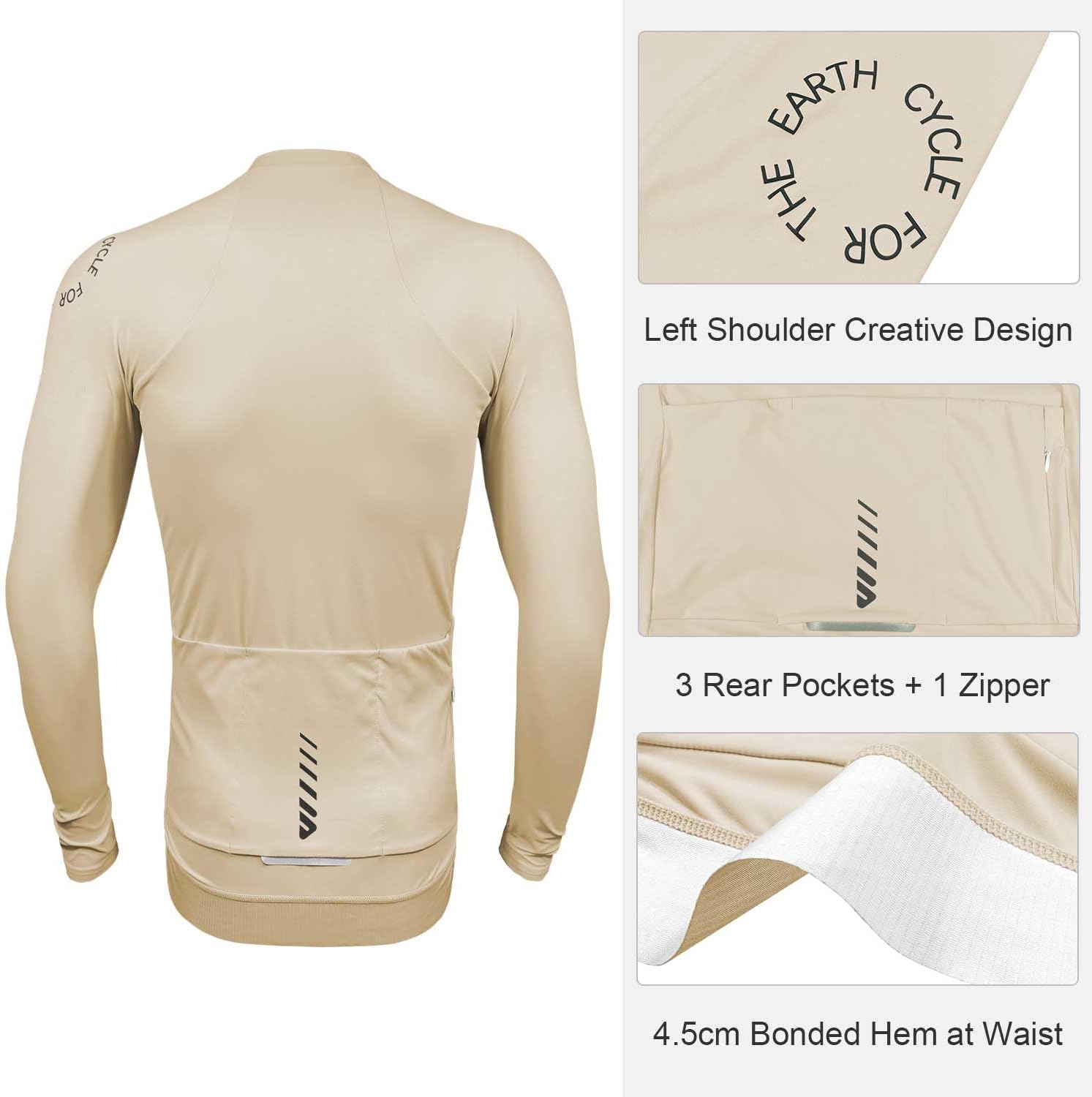 Wulibike Cycling Jersey Men Long Sleeve, Road Bike Jerseys Full Zipper with Pockets, Suitable for Spring and Autumn