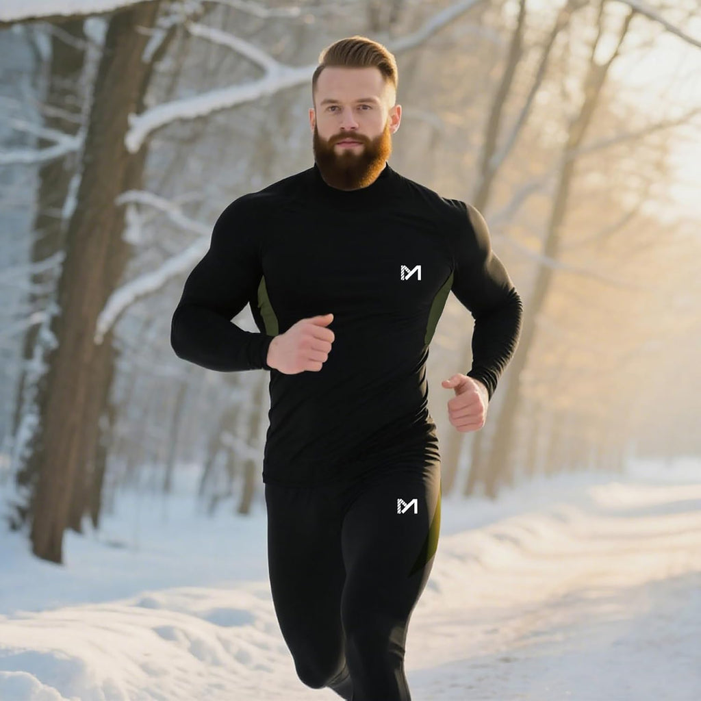 MEETYOO Thermal Underwear for Men, Winter Gear Long Johns Base Layer Top and Bottom Set for Skiing Running