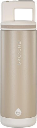 GROSCHE Alpine Flip 'N Sip Steel Water Bottle with Straw, Sand Beige, 20 oz