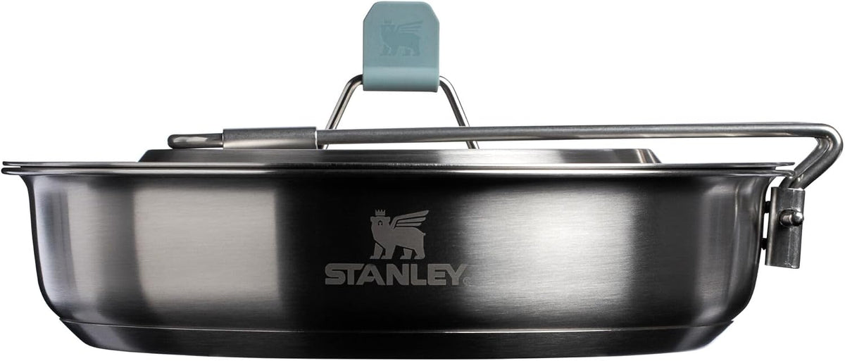 Stanley Wildfare Core 12-Piece Stainless Steel Fry Pan Cook Set | 1 qt Fry Pan with Fold & Lock Handle | Plates, Utensils, Spatula | Camping Essentials for Your Camp Kitchen | BPA-Free