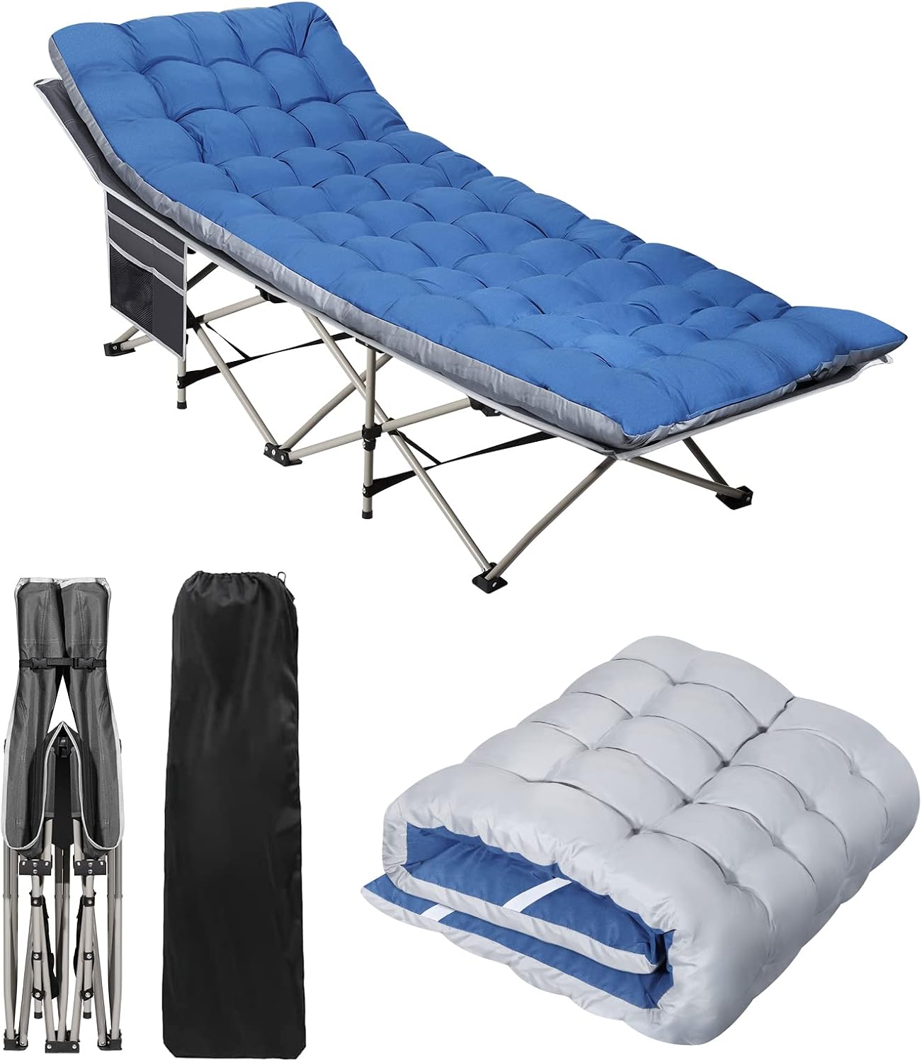 Portable Camping Cot with Mattress, Sleeping Bed,Single Lounge Chaise