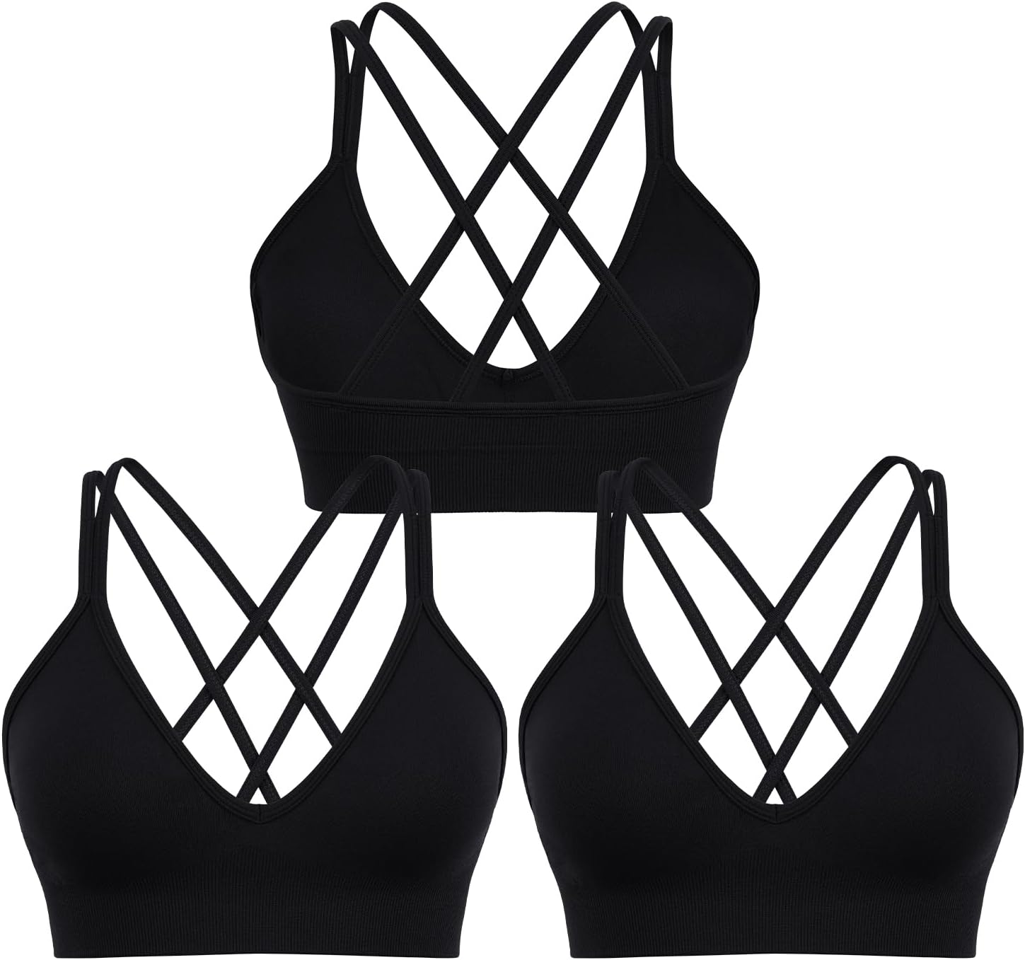 V Neck Sports Bras for Women Cross Back Workout Bra for Small Bust