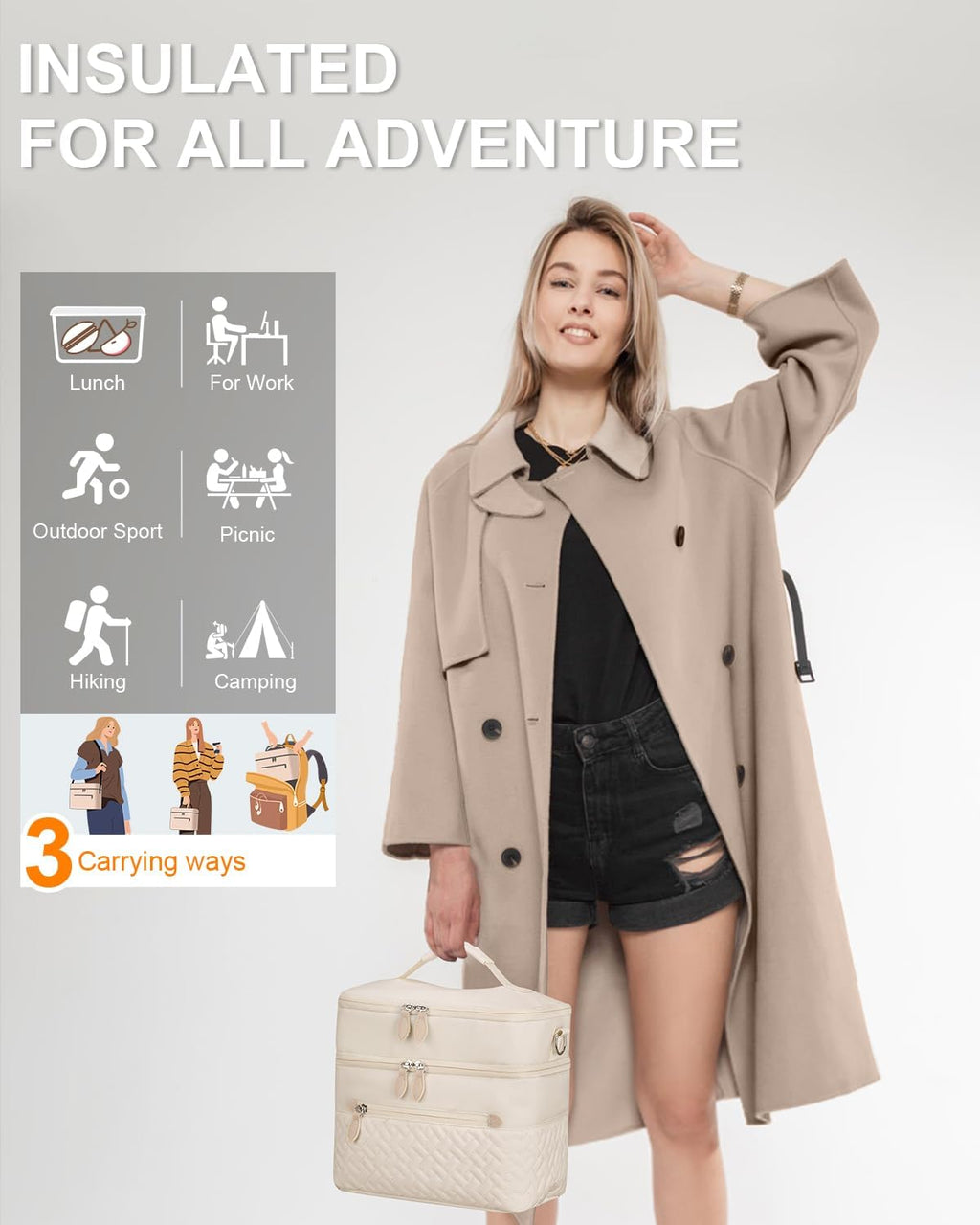 Capolo Lunch Bag for Women Men Insulated Lunch Tote Leakproof Lunchbox Bags