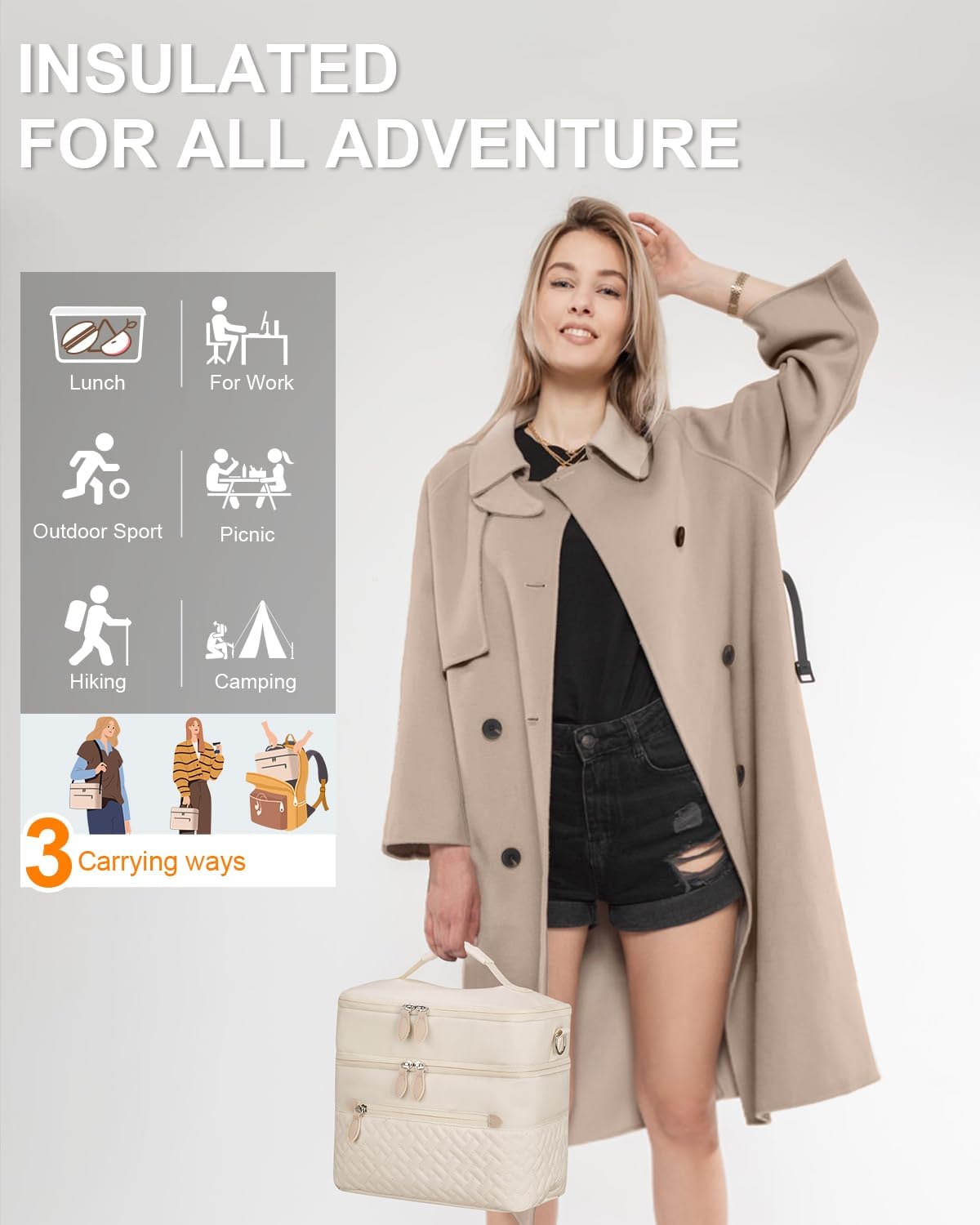 Capolo Lunch Bag for Women Men Insulated Lunch Tote Leakproof Lunchbox Bags