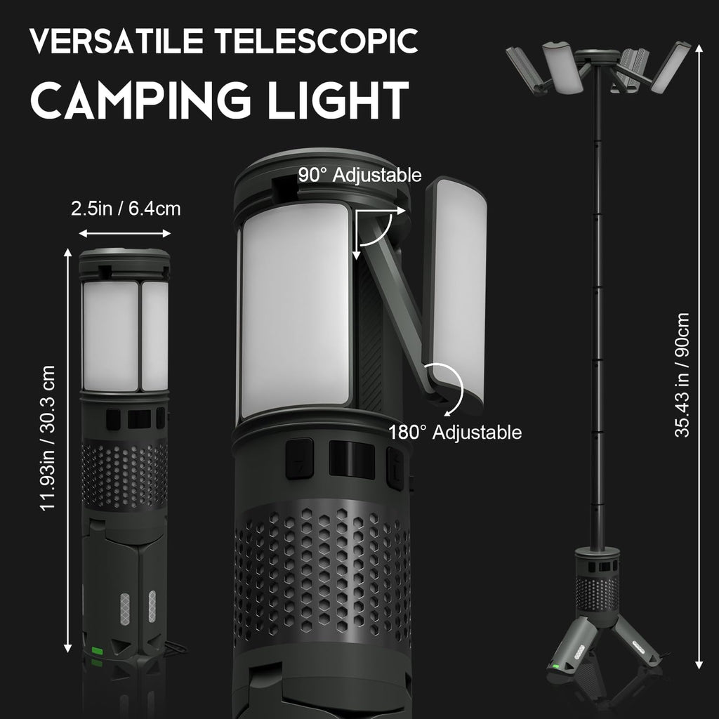 Telescopic Camping Lights with Stand, 40H Playtime, Magnetic Base