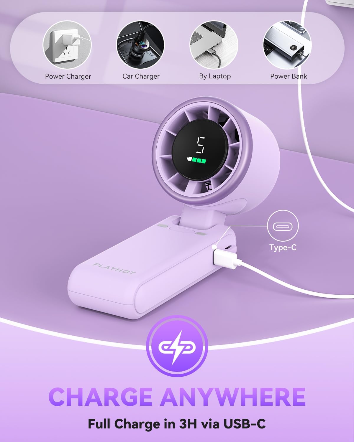 PlayHot Portable Handheld Turbo Fan, Travel Essentials, Gifts for Women/Men