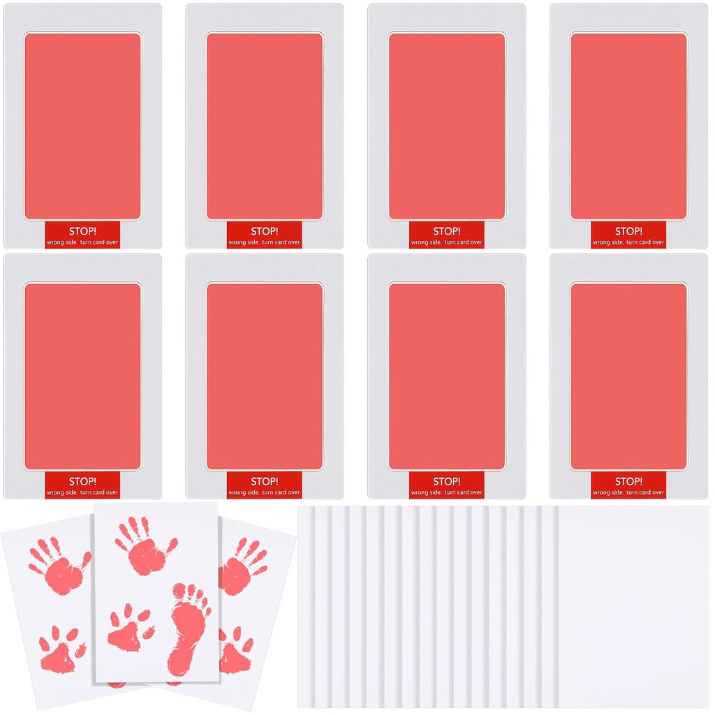 Jetec 8 Set Inkless Hand Footprint Paw Print Kit Ink Pad, Pink