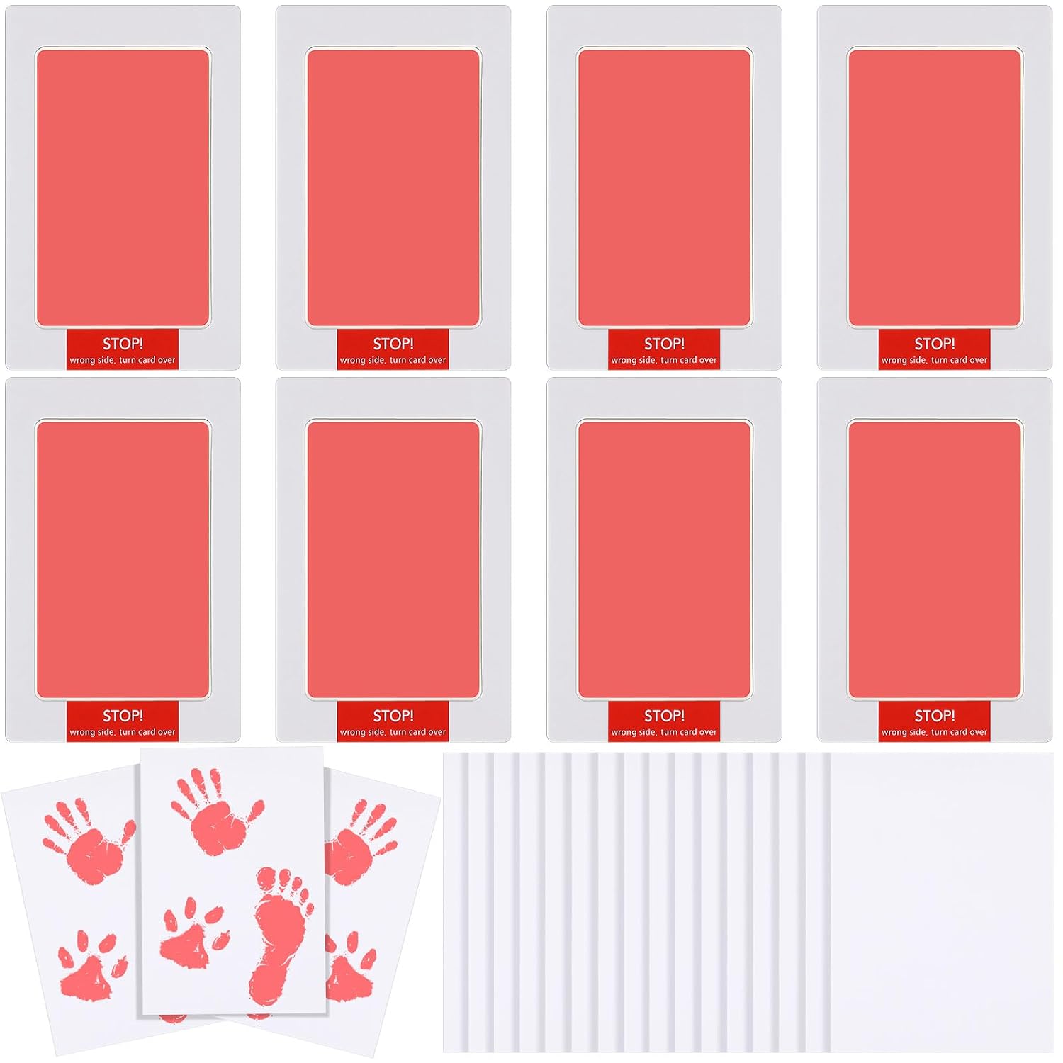 Jetec 8 Set Inkless Hand Footprint Paw Print Kit Ink Pad, Pink