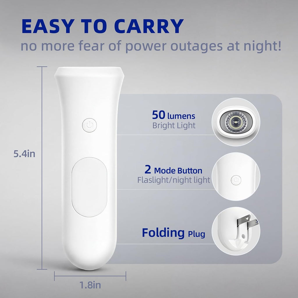 ROSSEX 4 in 1 Emergency Lights for Home Power Failure, 6 Pcs Rechargeable LED Flashlight Plug in Wall, Automatic Turn-On Power Outage Night Light Flashlight for Hurricane Preparedness Items