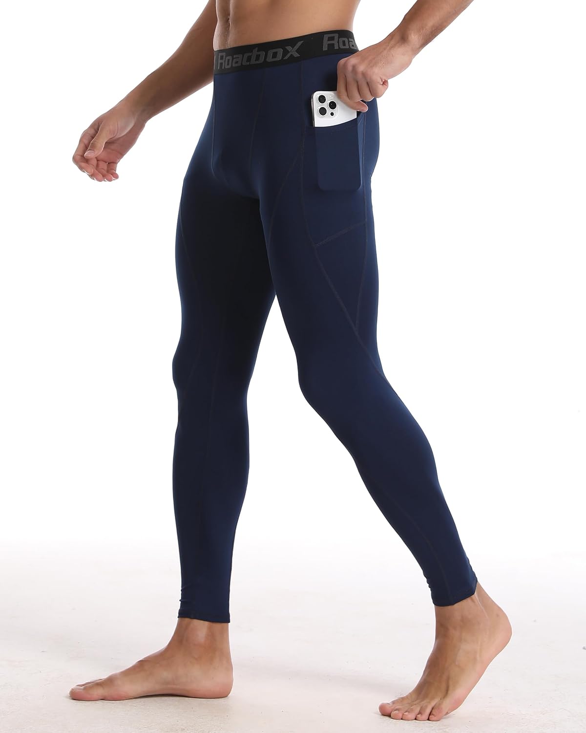 Roadbox 2 Pack Mens Compression Pants, Running Tights Leggings with Pockets