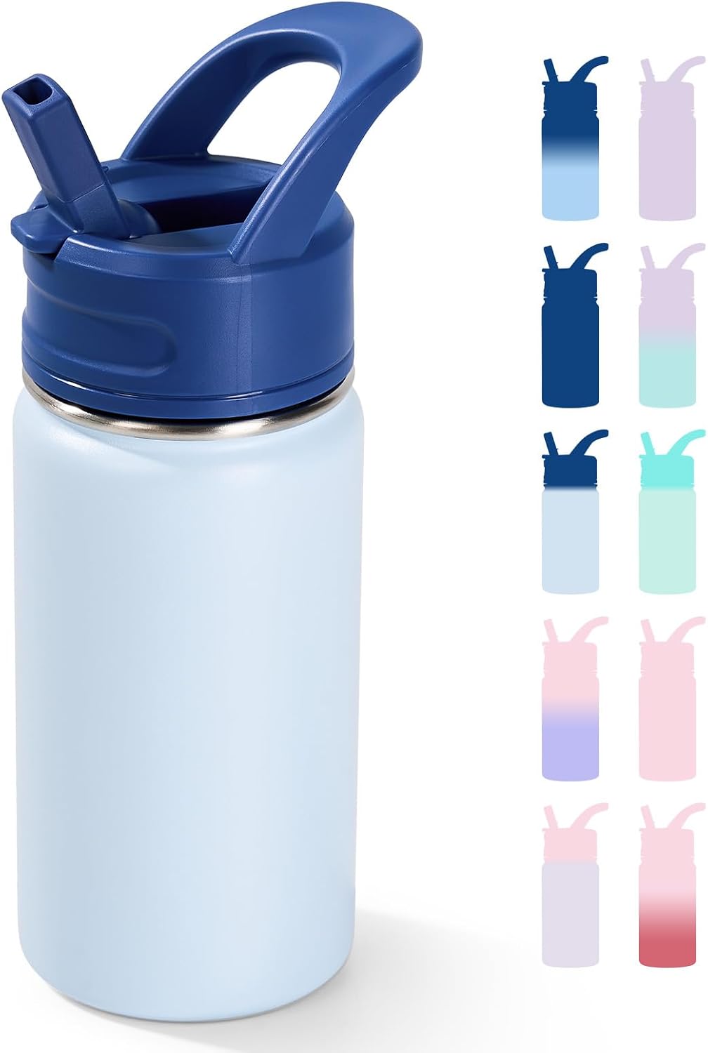Fijinhom 12oz Water Bottle with Straws, Stainless Steel Vacuum Insulated Water Bottle Leak-Proof, BPA-Free, Purple + Pink