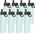 Neihepal 22 oz Insulated Water Bottles Bulk, Stainless Steel Water Bottles Bulk with Leak Proof Straw Lid, Wide Mouth Double Walled Vacuum Keeps Cold and Hot(Fog,8 Pack)