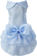 Dog Dress,Pet Wedding Dress Princess Formal Tutu Skirt with Bowknot,Puppy Birthday Party Outfit Apparel Girl for Small Dogs Cats (Blue, Medium(8-13lb))