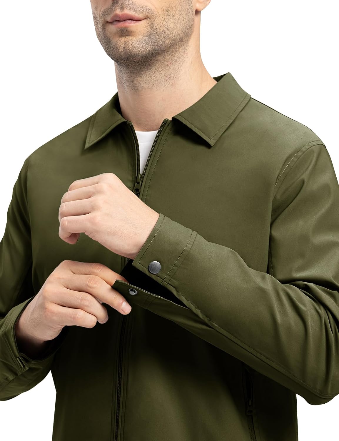 TBMPOY Mens Lightweight Jackets Light Windbreaker Full Zip Casual Work Jacket Golf Business Fall Track Coat with Pockets