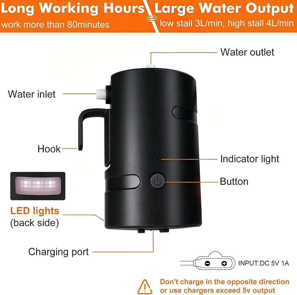 Portable Outdoor Shower, 2 Flow Mode, 4400mAh Battery Powered Shower Pump for Hiking/Backpacking, Travel, Beach, Pet, Flowering, IPX7 Waterproof &USB Rechargeable Camping Shower with 3 LED Lights…