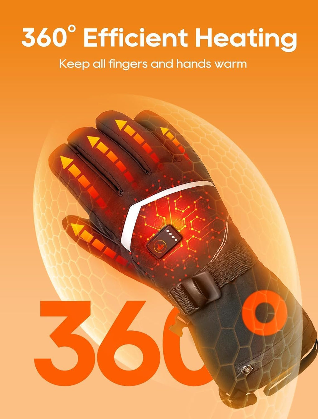 Heated Gloves, Rechargeable Heated Gloves for Men Women, Waterproof Electric Heating Ski with Touchscreen for Cold Weather Motorcycle Skiing Snowboarding Hiking Hunting Gifts