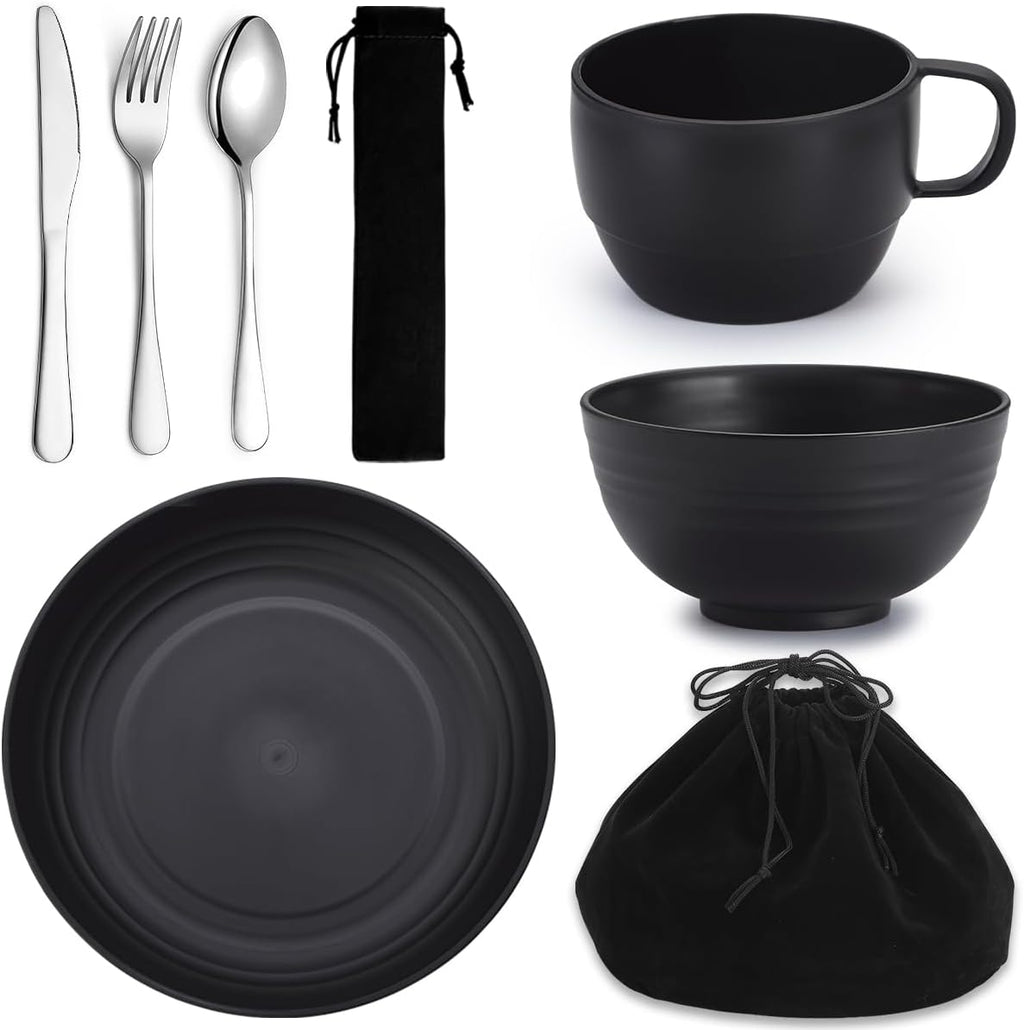 Berglander Camping Mess Kits for 2 Person, Silverware Set Spoons Forks Knives, Camping Essentials Gear, Accessories for Travel, Picnic, Outdoor, Easy to Carry and Clean