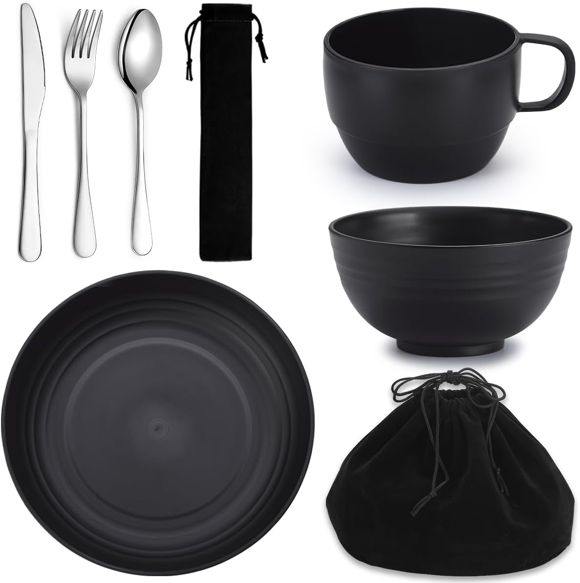 Berglander Camping Mess Kits for 2 Person, Silverware Set Spoons Forks Knives, Camping Essentials Gear, Accessories for Travel, Picnic, Outdoor, Easy to Carry and Clean