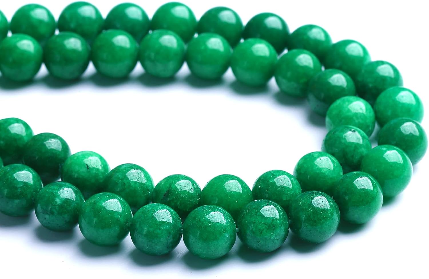 75PCS 10MM Natural Stone Green Cloudy Jade Spacer Loose Beads for Jewelry Making DIY Bracelet Necklace