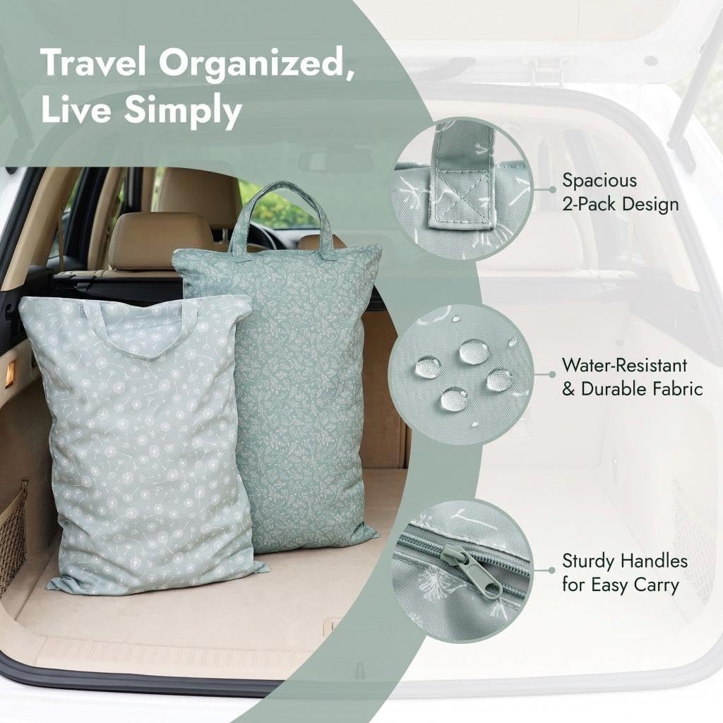 2 Pcs Travel Laundry Bags, Waterproof Patterned Clothes Bags