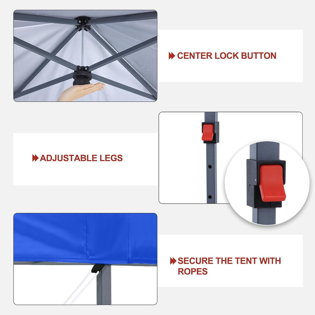 ABCCANOPY 10x10 Pop up Canopy Tent Instant Portable Shelter, Royal Blue