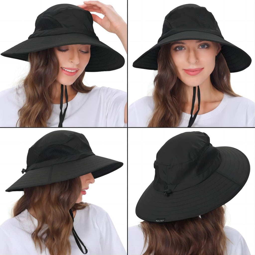 Wide Brim Sun Bucket Hat, Waterproof Boonie Hat for Men & Women