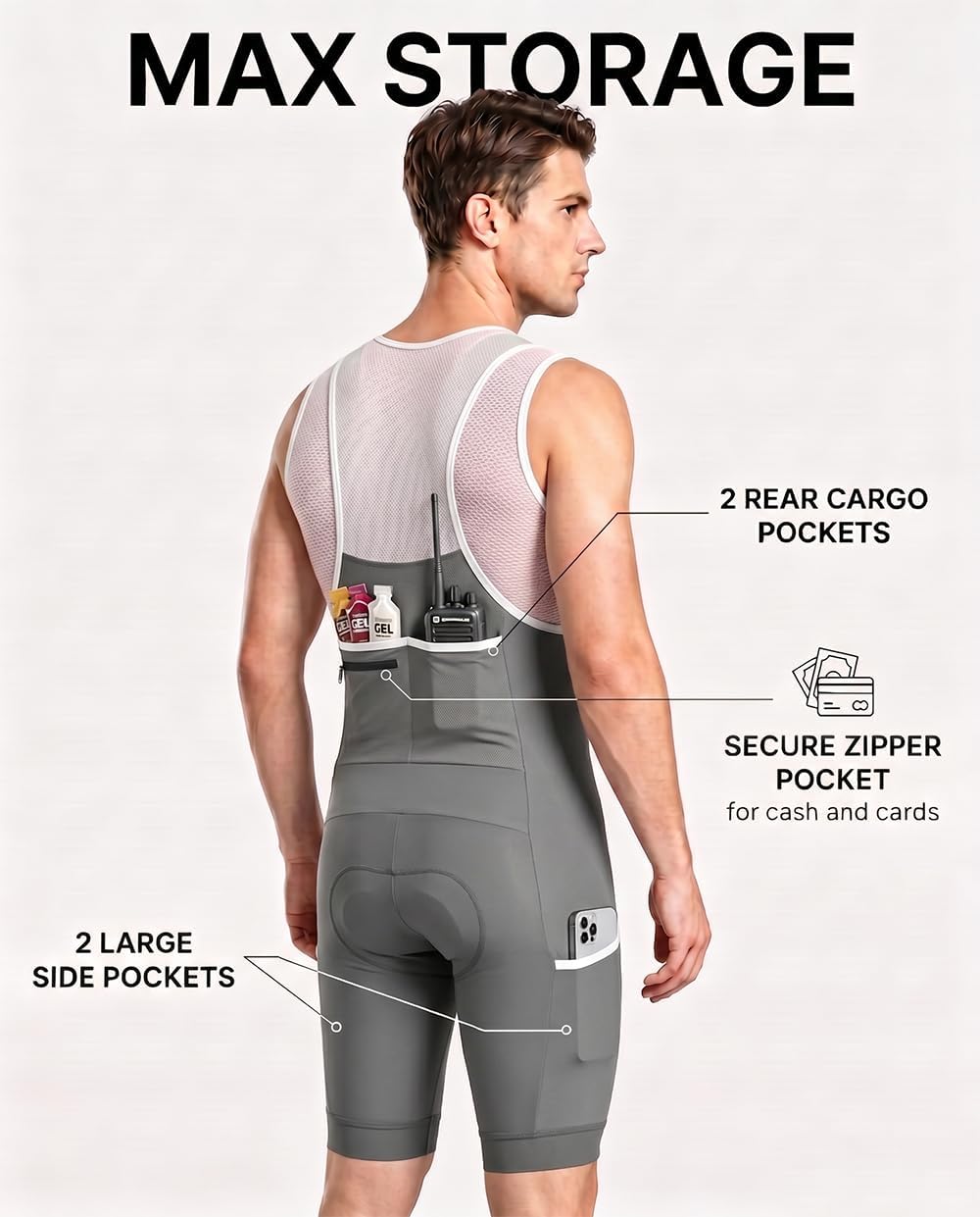 CEROTIPOLAR Men's Cycling Bib Shorts with 4D MaxCool Pad, Ergonomic Cut
