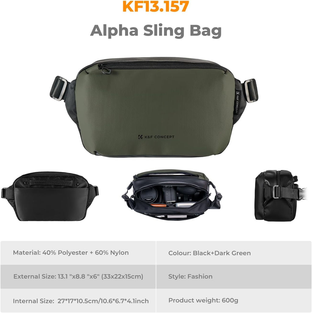 K&F CONCEPT 2 in 1 Camera Sling Bag, Everyday Shoulder Bag