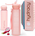 Hydracy Motivational Water Bottle with Time Marker and Straw Lid 32 oz