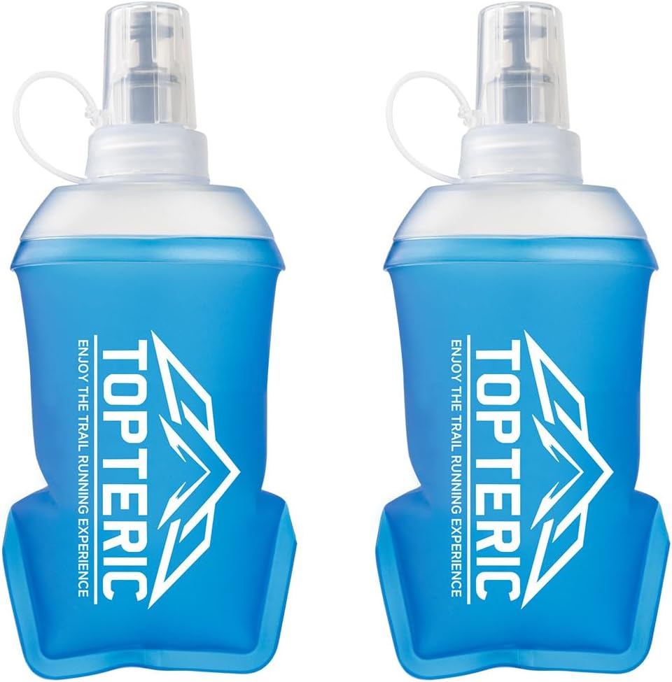 Collapsible Soft Flask Water Bottle, TPU Soft Folding Flexible Water Bottles for Hydration Pack/Running Vest, BPA/PVC Free, Ideal for Running Hiking Cycling Climbing (150ml-2 Pack)