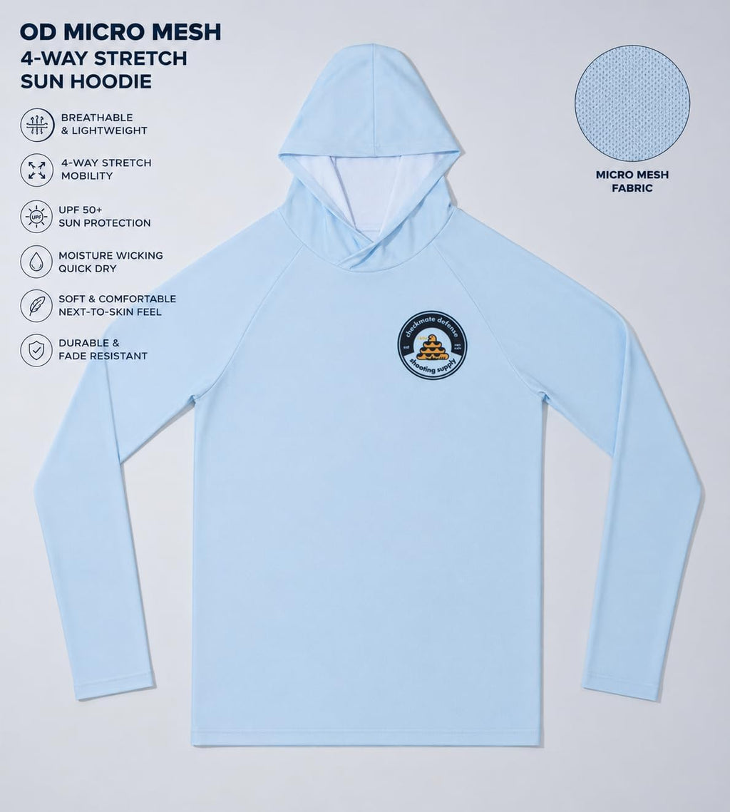 Outdoor Performance Hoodie, Lightweight Micro Mesh Hooded Shirt with 4-Way Stretch for Hiking Fishing Gym