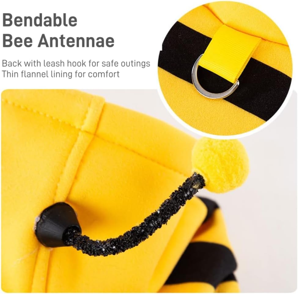 Selena Cat Bee Antennae Costume Hoodies Cute Bee Stripes Dog Kitten Puppy Pet Apparel (Medium,Yellow&Black)